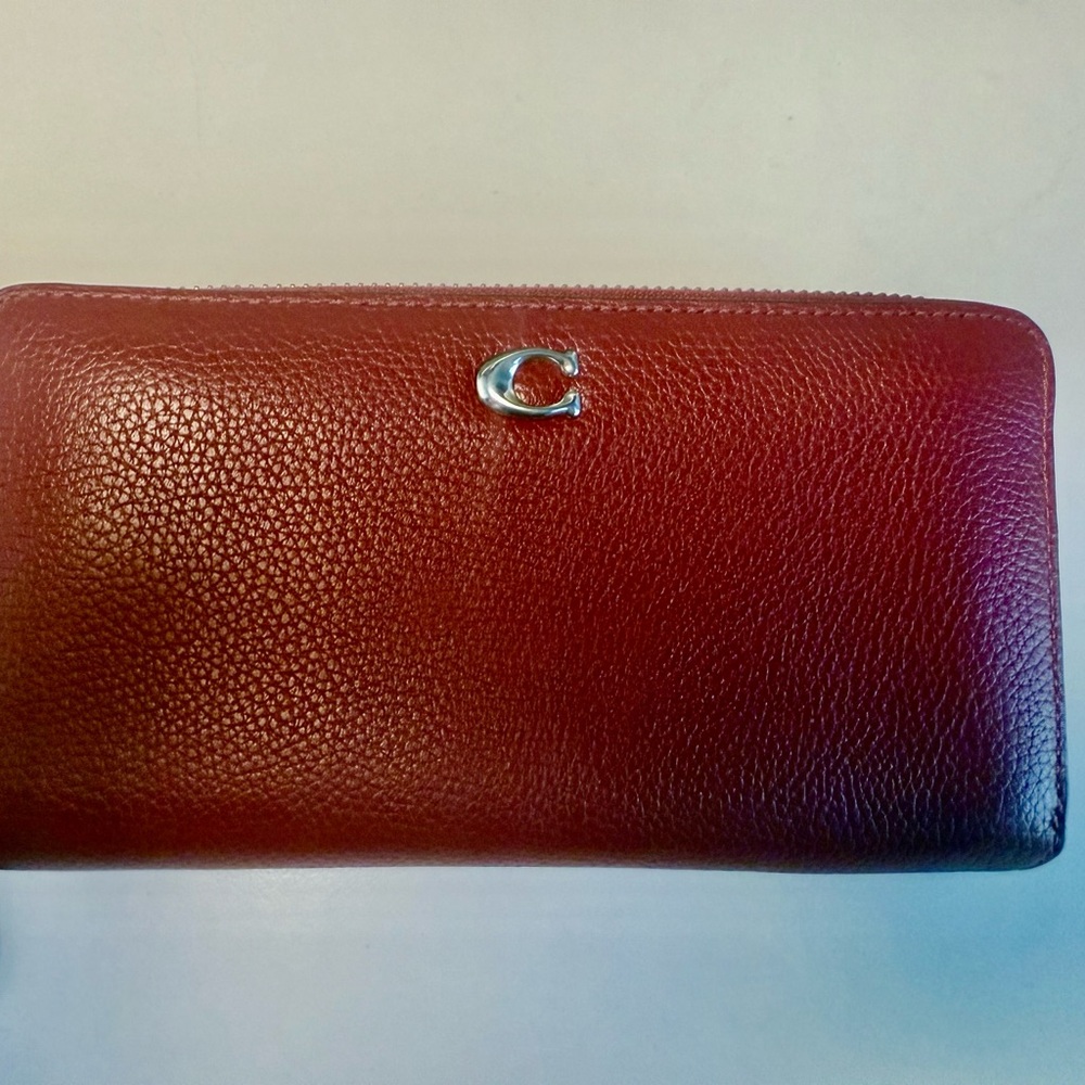 Red Leather Zipper Wallet